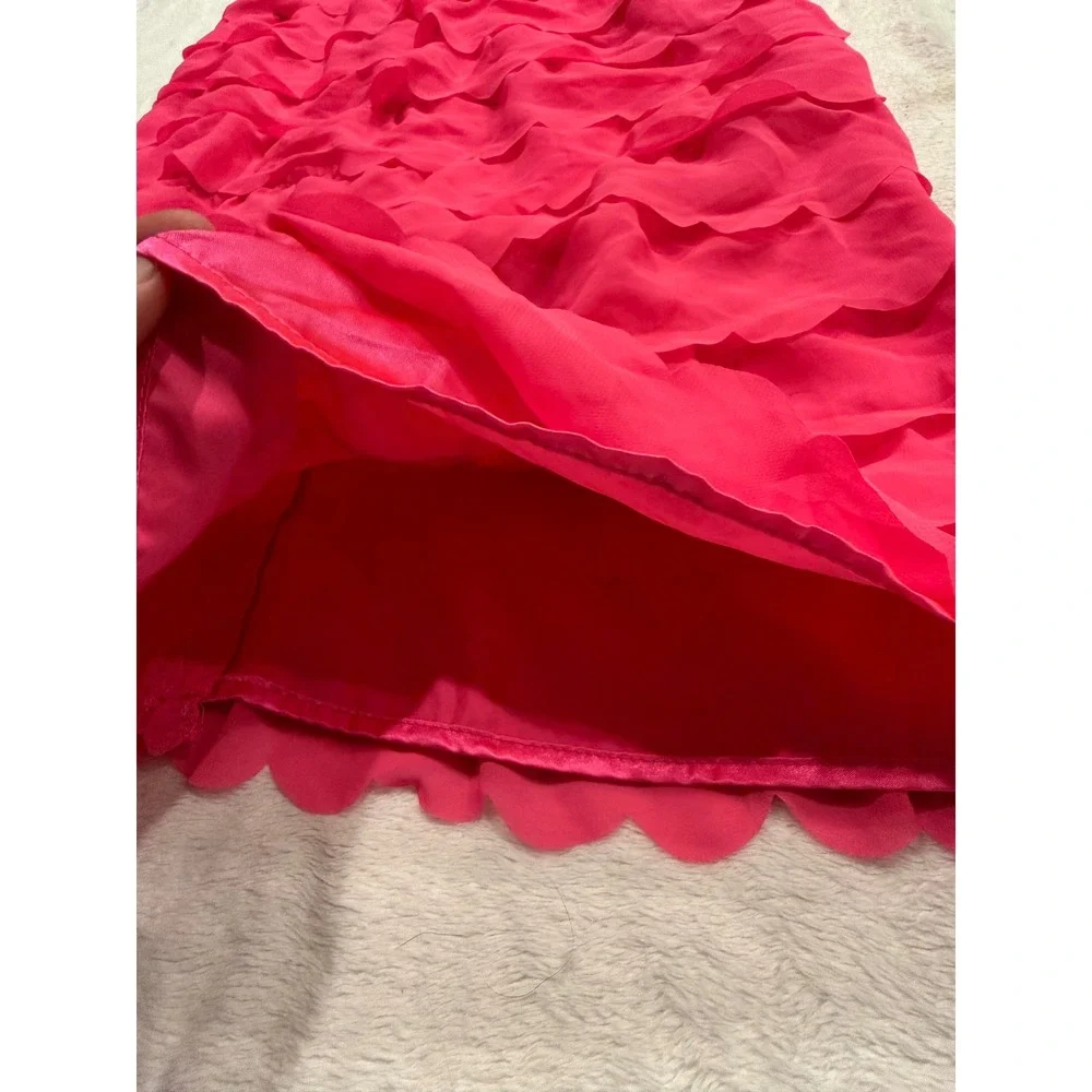 The Childrens Place Girls Hot Pink Tiered Ruffle Sleeveless Party Dress Size 12